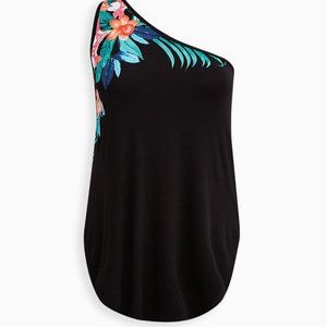 NWT Torrid Women's Floral Super Soft One Shoulder Tunic Tank Top Size 5